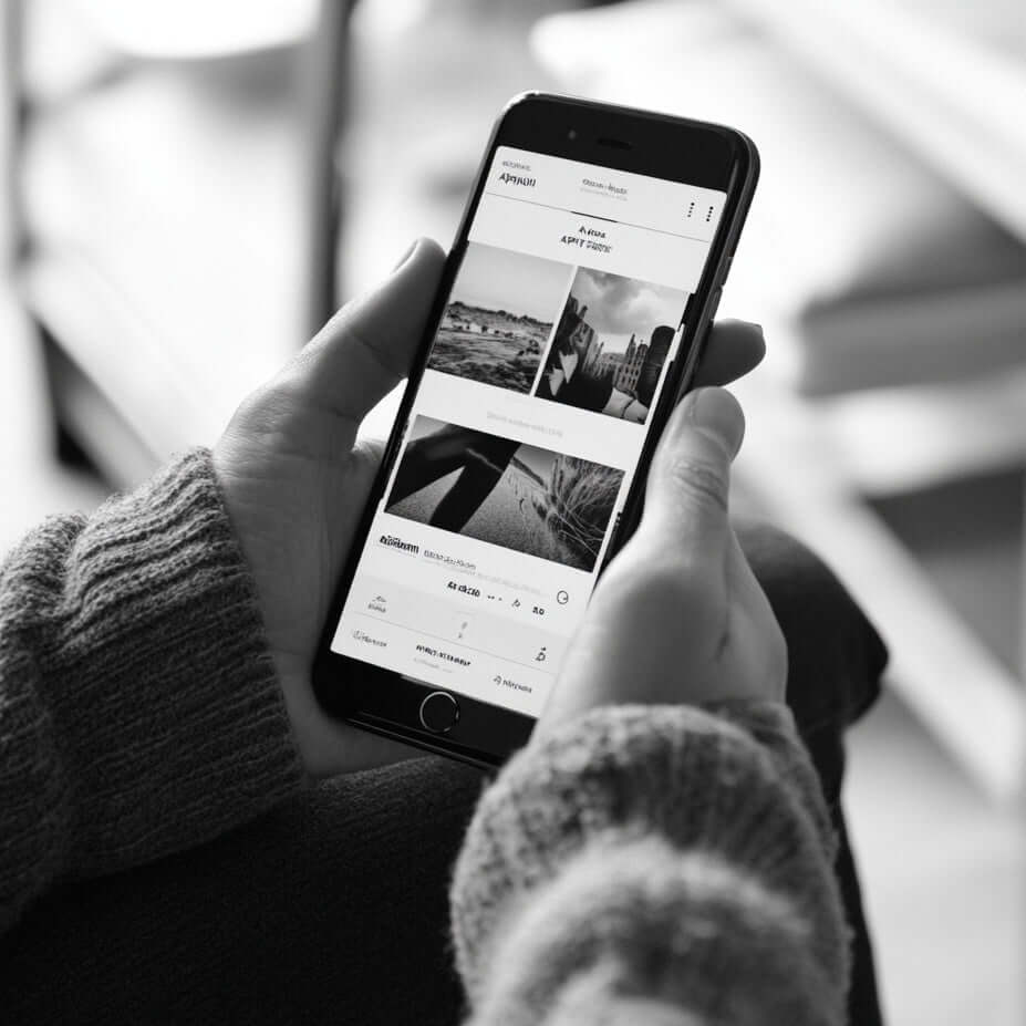 APHEUM App geöffnet auf einem Mobile Device in der Hand gehalten