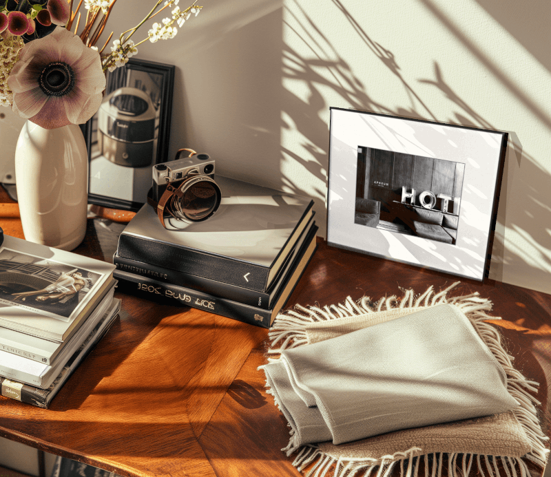 APHEUM Frame S on a desk with a camera